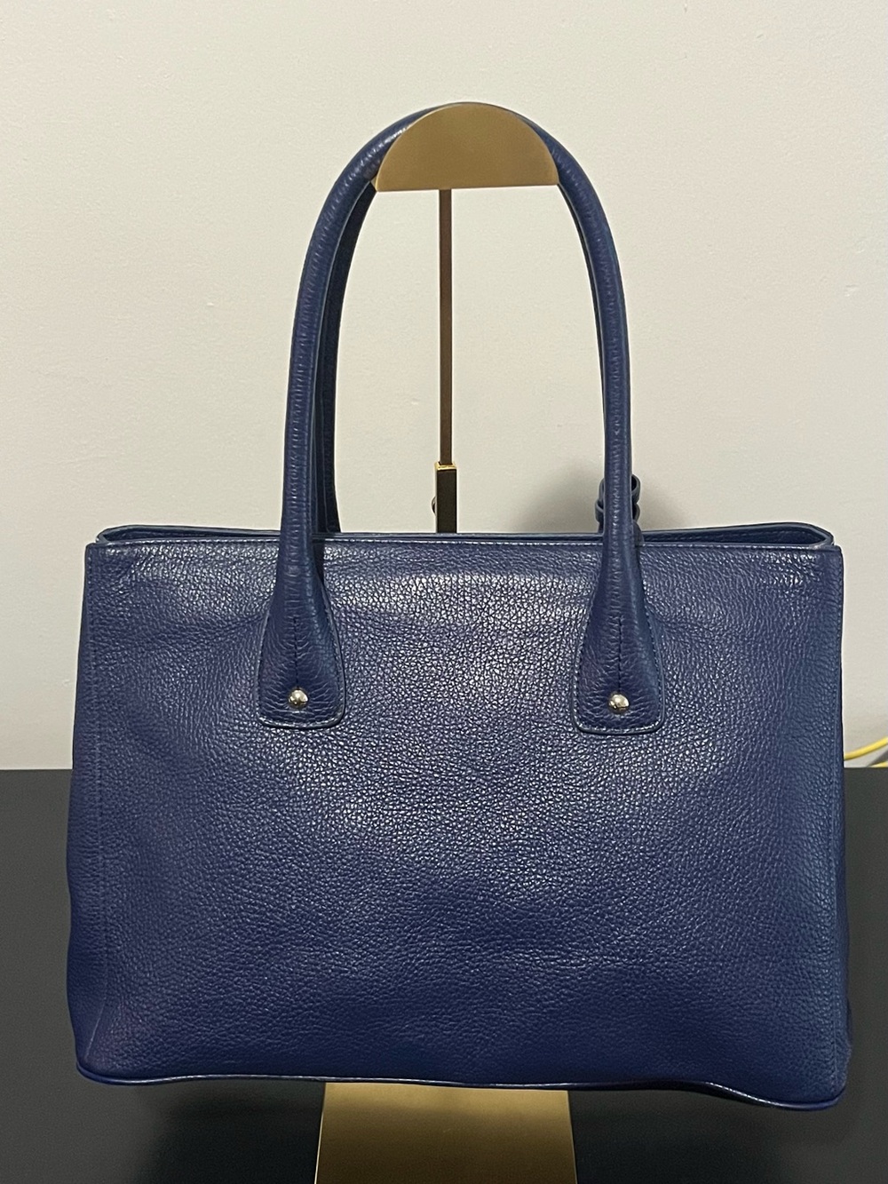Furla Deep Blue Pebbled Leather Tote - Picture 2 of 12